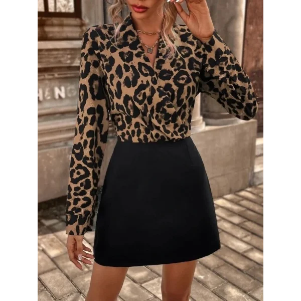 Kadın Uzun Kollu Kruvaze Yakalı üst Dalgıç Alt Ithal Krep Mini Elbise