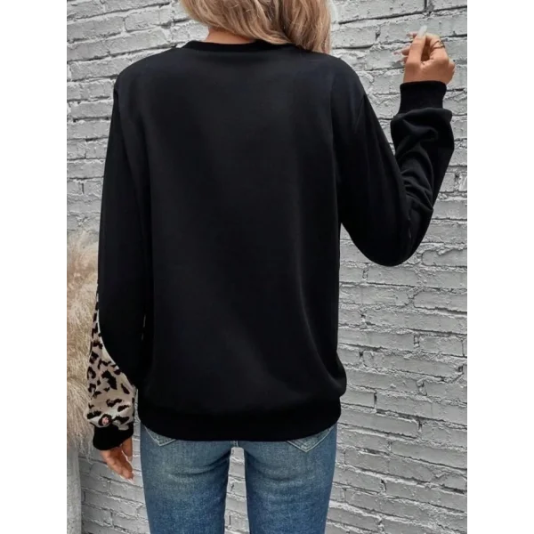 Kadın Uzun Kollu Leopar Garnili 3 Parça Iki Iplik Bluz