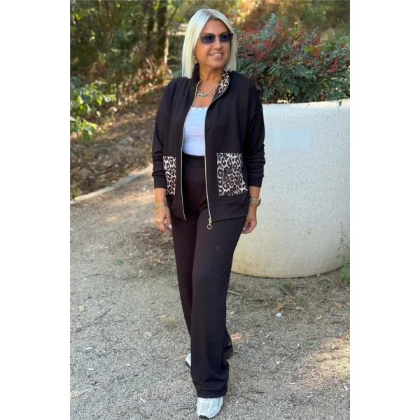 Kadın Uzun Kollu Lepoar Cep Detay Modal Kumaş Ikili Takım