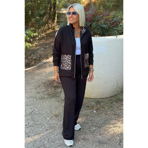 Kadın Uzun Kollu Lepoar Cep Detay Modal Kumaş Ikili Takım