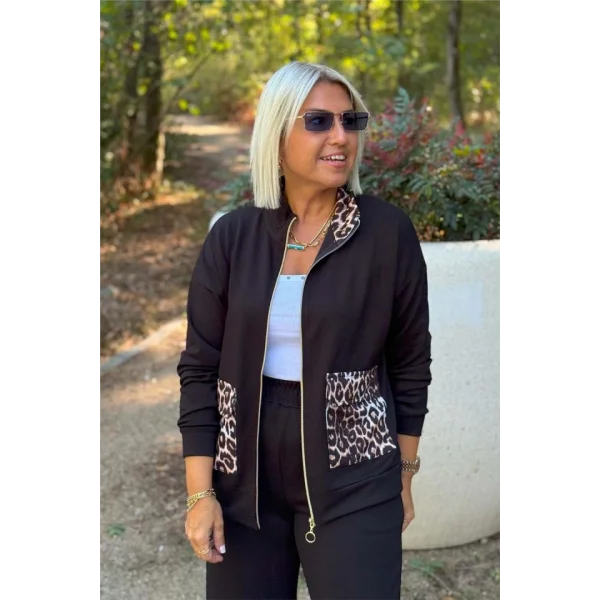 Kadın Uzun Kollu Lepoar Cep Detay Modal Kumaş Ikili Takım