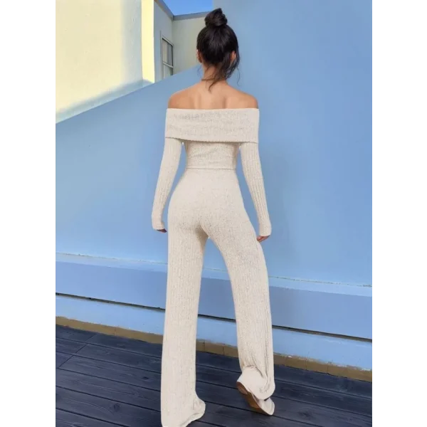 Kadın Uzun Kollu Madonna Yaka şardonlu Kaşkorse Tulum