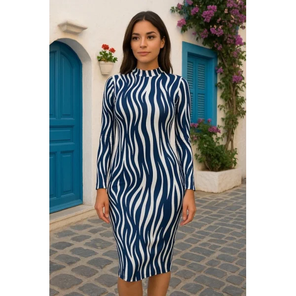 Kadın Uzun Kollu Mikro Midi Elbise