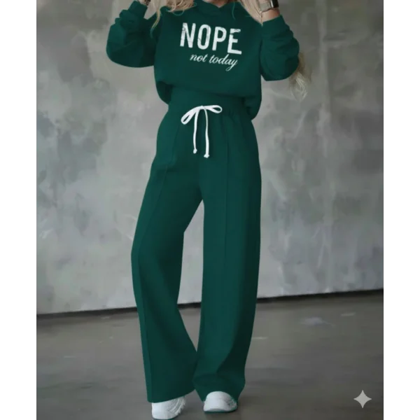 Kadın Uzun Kollu Nope Baskılı Beli Ribanalı Ikili Takım