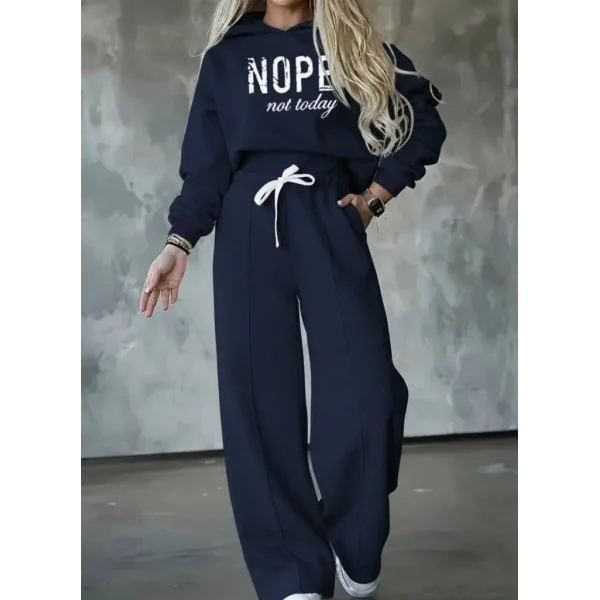 Kadın Uzun Kollu Nope Baskılı Beli Ribanalı Ikili Takım