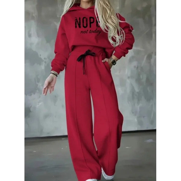 Kadın Uzun Kollu Nope Baskılı Beli Ribanalı Ikili Takım