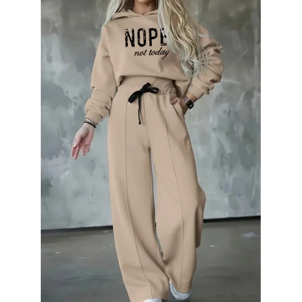 Kadın Uzun Kollu Nope Baskılı Beli Ribanalı Ikili Takım