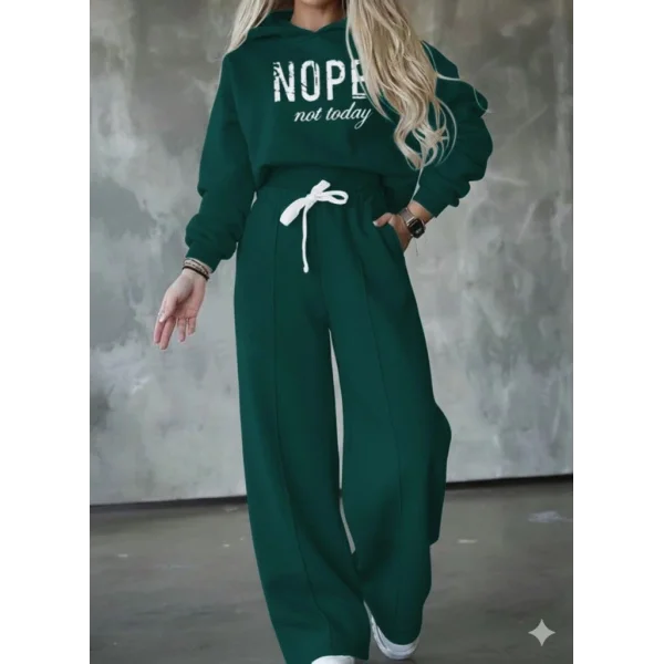 Kadın Uzun Kollu Nope Baskılı Beli Ribanalı Ikili Takım