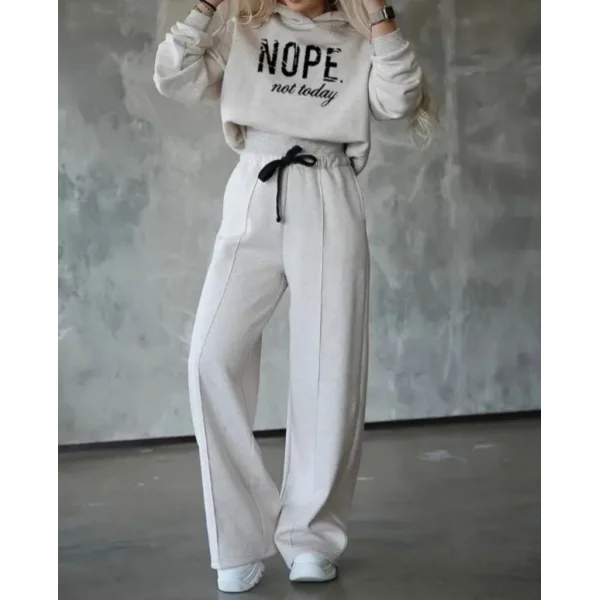 Kadın Uzun Kollu Nope Baskılı Beli Ribanalı Ikili Takım