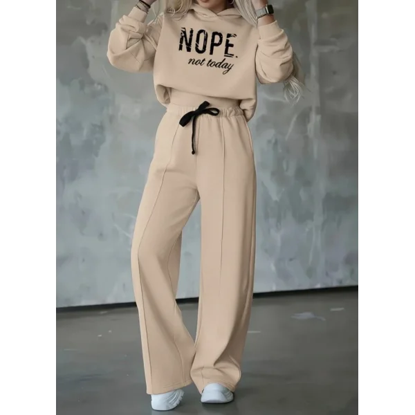 Kadın Uzun Kollu Nope Baskılı Beli Ribanalı Ikili Takım