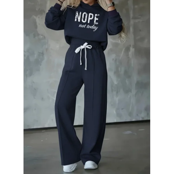 Kadın Uzun Kollu Nope Baskılı Beli Ribanalı Ikili Takım