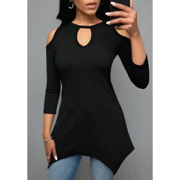 Kadın Uzun Kollu Omuz Ve Göğüs Dekolte Detay Viskon Bluz