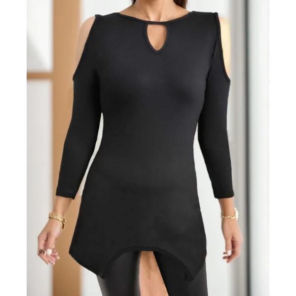 Kadın Uzun Kollu Omuz Ve Göğüs Dekolte Detay Viskon Bluz