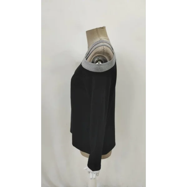 Kadın Uzun Kollu Omuzdan Askılı Sim Detaylı Viskon Iki Iplik Bluz