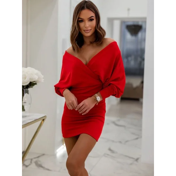 Kadın Uzun Kollu Omuzlar Açık Detay Triko Elbise