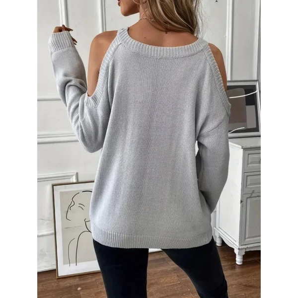 Kadın Uzun Kollu Omuzlardan Açık Askılı Triko Bluz