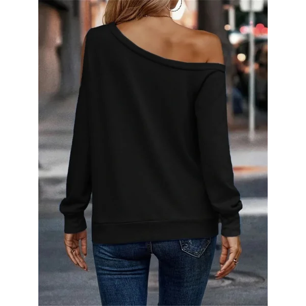 Kadın Uzun Kollu Omuzlardan Açık Salaş Viskon Iki Iplik Bluz