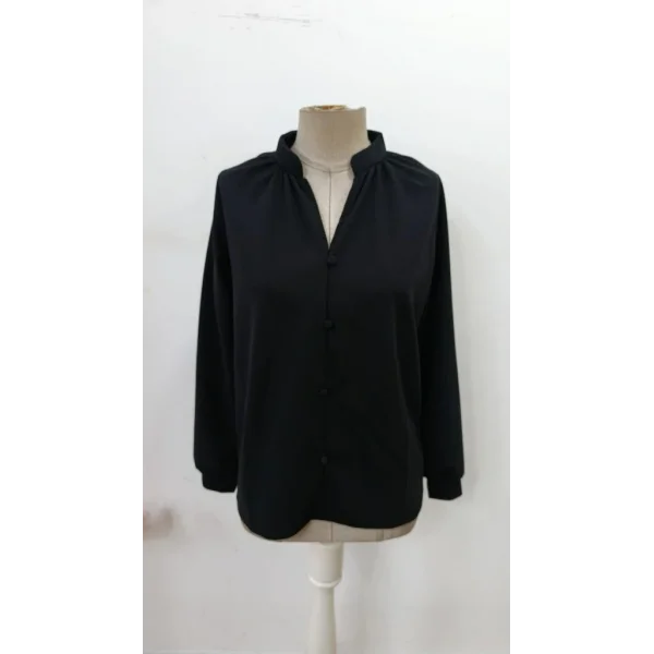 Kadın Uzun Kollu önden Düğmeli Hakim Yaka Ithal Krep Bluz