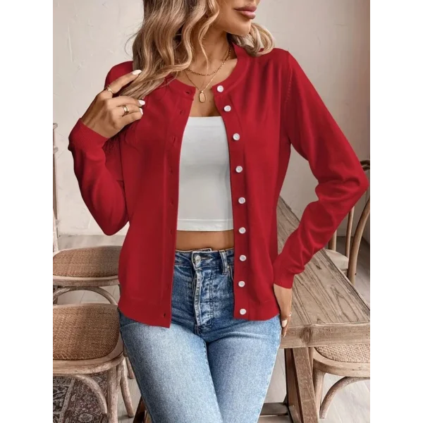 Kadın Uzun Kollu önden Düğmeli Triko Ceket