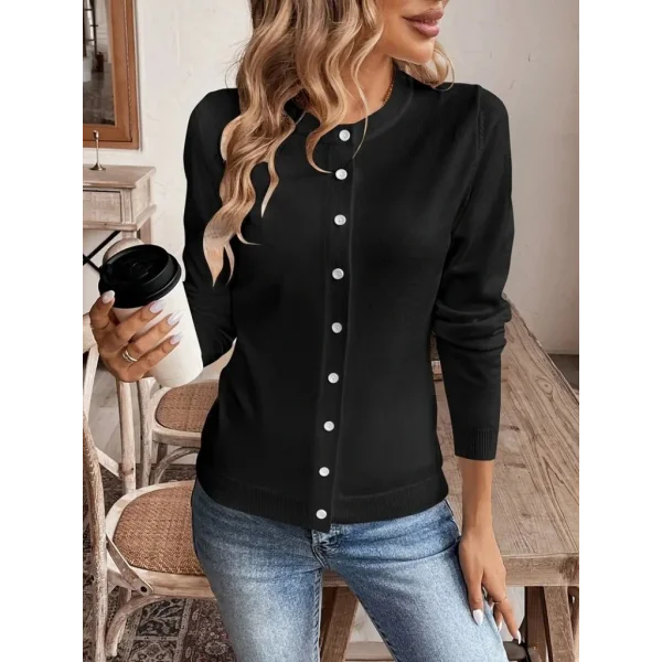 Kadın Uzun Kollu önden Düğmeli Triko Ceket