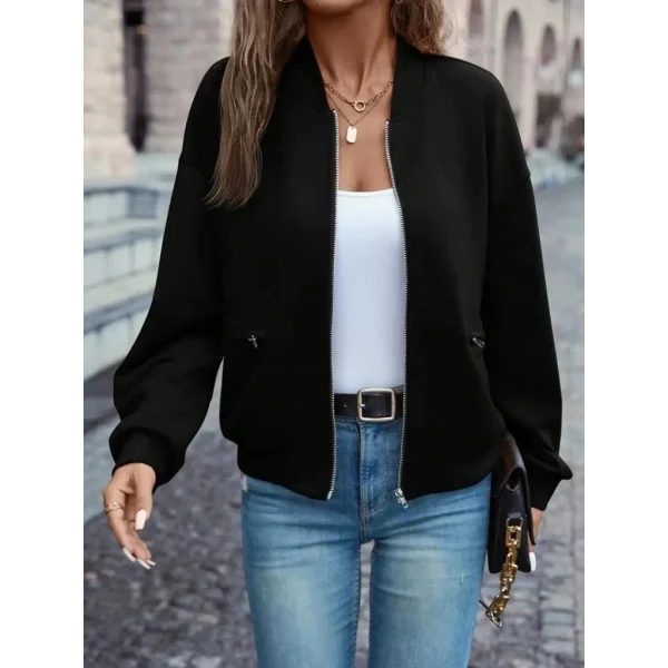 Kadın Uzun Kollu önden Fermuarlı Cepli Modal Ceket