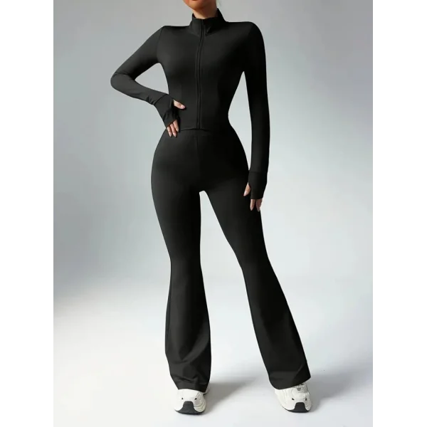 Kadın Uzun Kollu önden Fermuarlı Kısa Dalgıç Bluz Ve Pantolon Ikili Takım