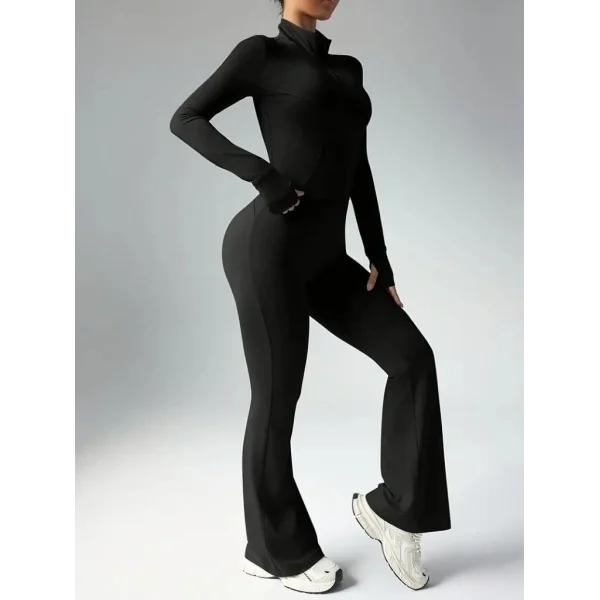 Kadın Uzun Kollu önden Fermuarlı Kısa Dalgıç Bluz Ve Pantolon Ikili Takım