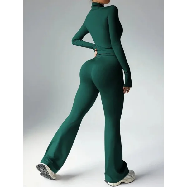 Kadın Uzun Kollu önden Fermuarlı Kısa Dalgıç Bluz Ve Pantolon Ikili Takım