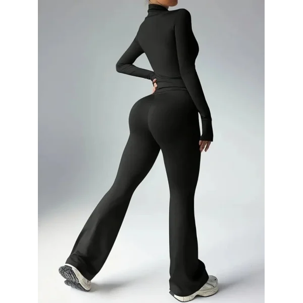 Kadın Uzun Kollu önden Fermuarlı Kısa Dalgıç Bluz Ve Pantolon Ikili Takım