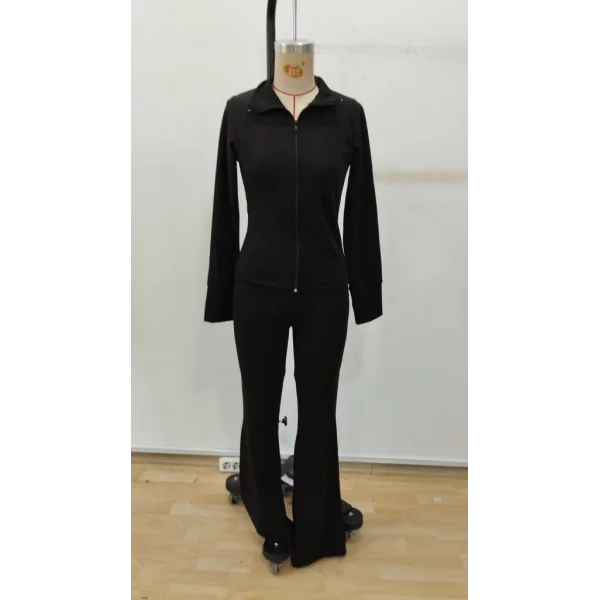 Kadın Uzun Kollu önden Fermuarlı Kısa Dalgıç Bluz Ve Pantolon Ikili Takım