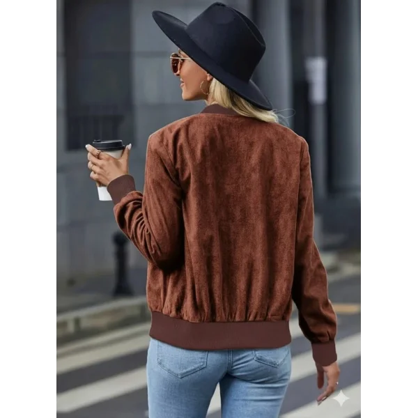 Kadın Uzun Kollu önden Fermuarlı Süet Ceket