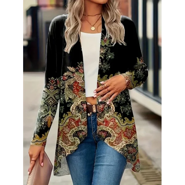 Kadın Uzun Kollu önü Açık Desenli şardonlu Dalgıç Ceket