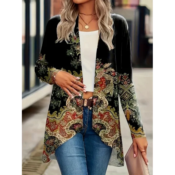 Kadın Uzun Kollu önü Açık Desenli şardonlu Dalgıç Ceket