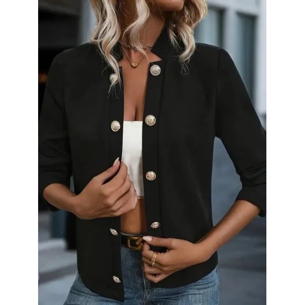 Kadın Uzun Kollu önü Açık Düğmeli Scuba Dalgıç Ceket