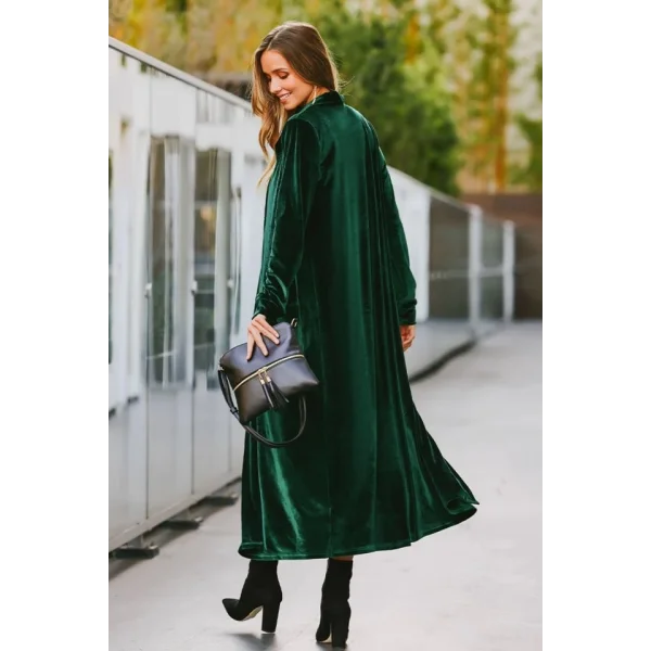 Kadın Uzun Kollu önü Açık Kolları Uzun Midi Ceket