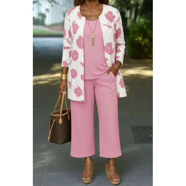 Kadın Uzun Kollu önü Açık Modal Ceket Kolsuz Viskon Iki Iplik Bluz Ve Pantolon üçlü Takım