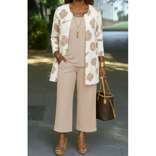 Kadın Uzun Kollu önü Açık Modal Ceket Kolsuz Viskon Iki Iplik Bluz Ve Pantolon üçlü Takım