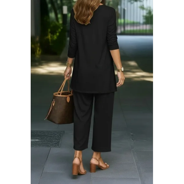 Kadın Uzun Kollu önü Açık Modal Ceket Kolsuz Viskon Iki Iplik Bluz Ve Pantolon üçlü Takım