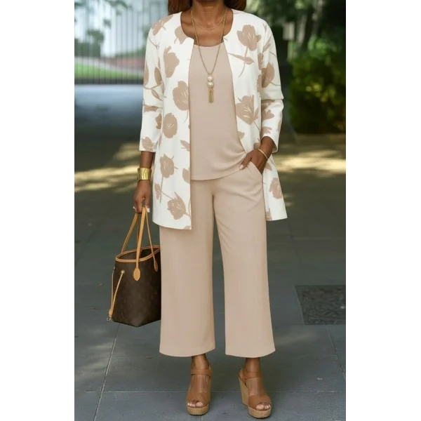 Kadın Uzun Kollu önü Açık Modal Ceket Kolsuz Viskon Iki Iplik Bluz Ve Pantolon üçlü Takım