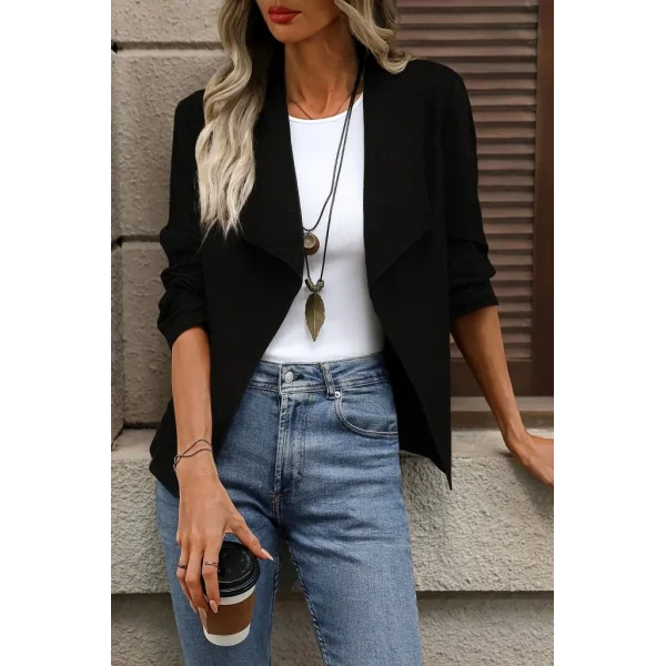 Kadın Uzun Kollu önü Açık Yakalı Süet Ceket