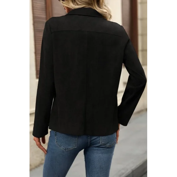 Kadın Uzun Kollu önü Açık Yakalı Süet Ceket
