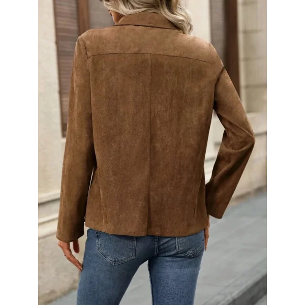 Kadın Uzun Kollu önü Açık Yakalı Süet Ceket