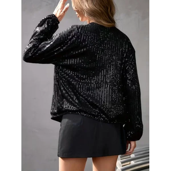 Kadın Uzun Kollu önü Fermuarlı Kısa Pulpayet Ceket