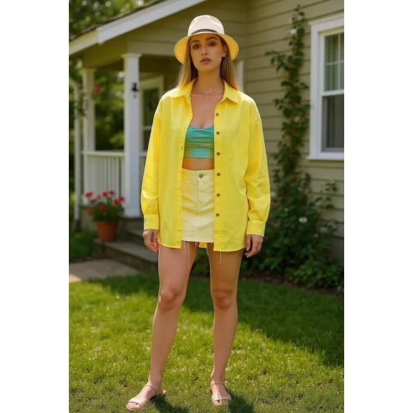 Kadın Uzun Kollu Oversize Gömlek