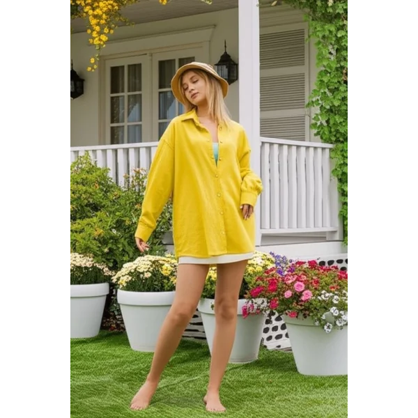 Kadın Uzun Kollu Oversize Gömlek
