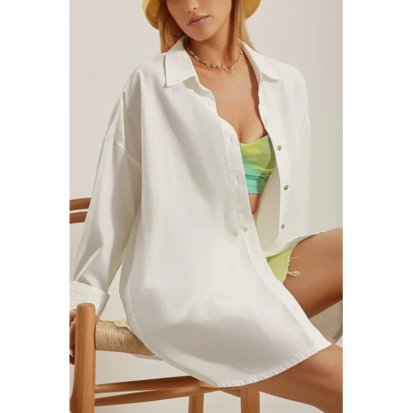 Kadın Uzun Kollu Oversize Gömlek