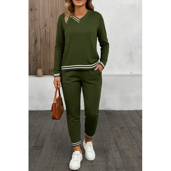 Kadın Uzun Kollu Ribana Detay Viskon Iki Iplik Ikili Takım