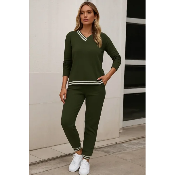 Kadın Uzun Kollu Ribana Detay Viskon Iki Iplik Ikili Takım