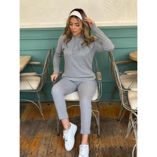 Kadın Uzun Kollu şardonlu Kaşkorse Kapüşonlu Ikili Takım