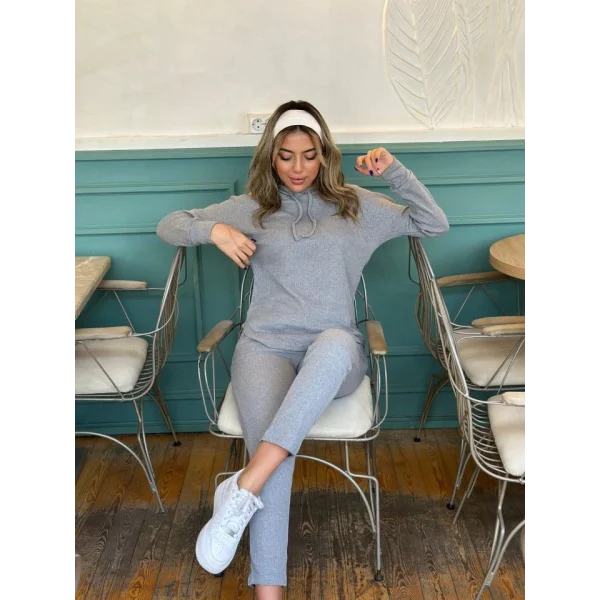 Kadın Uzun Kollu şardonlu Kaşkorse Kapüşonlu Ikili Takım